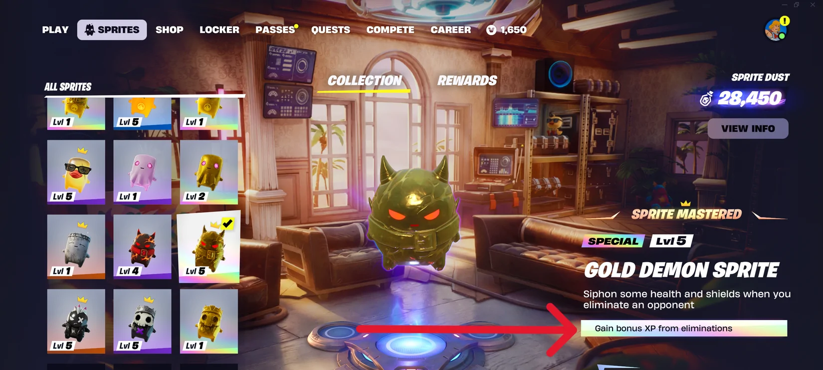 Como obter os Gold Sprites em Fortnite e seus efeitos no jogo