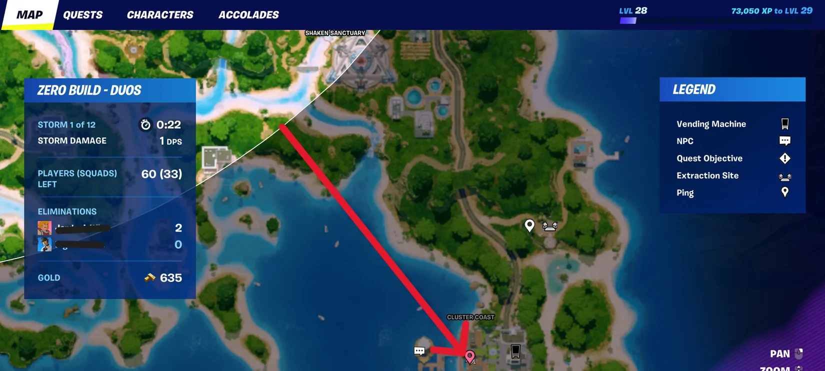 Como abrir a sala de loot secreta em Fortnite na área de Cluster Coast