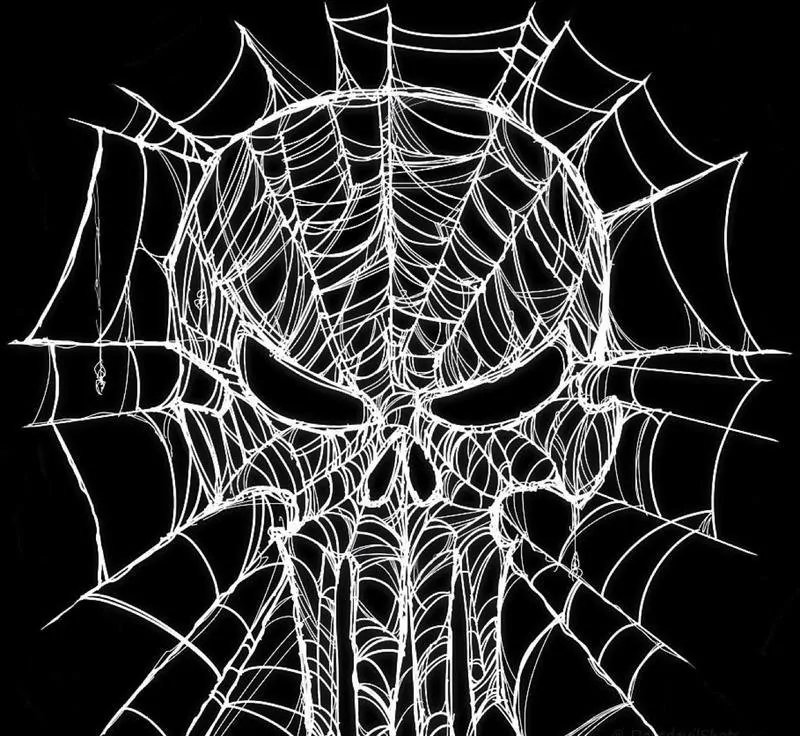 Logo oficial combina caveira do Justiceiro com teias do Homem-Aranha para anúncio de novo filme