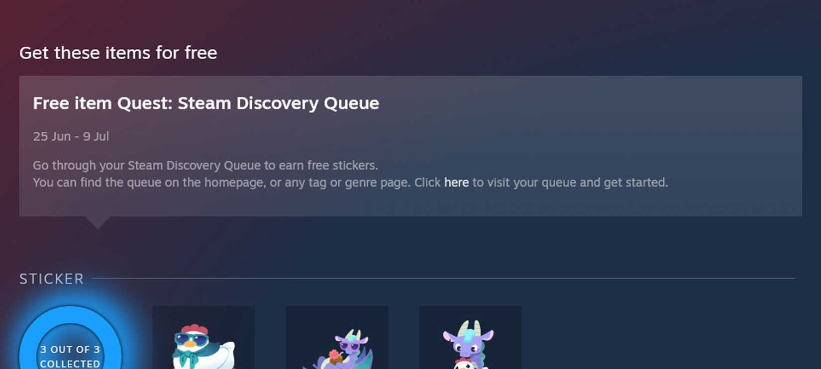 Steam oferece três adesivos gratuitos durante a promoção Summer Sale 2026