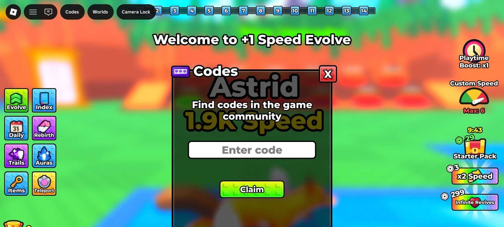 Códigos Grátis para Impulsionar sua Progressão em +1 Speed Evolve no Roblox