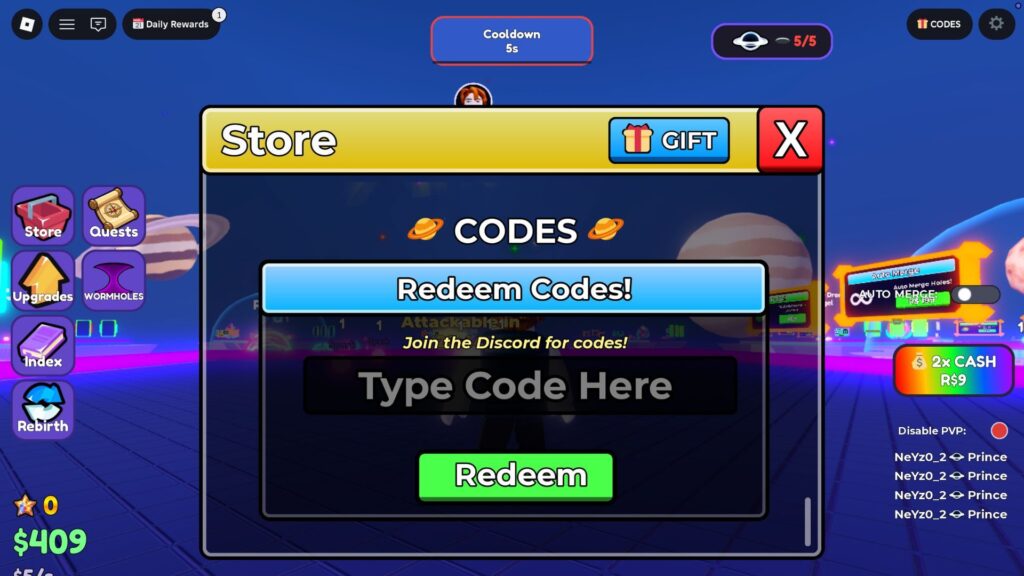 Ganhe Cash e Stars em Merge a Black Hole com Códigos Atuais
