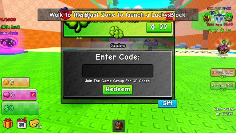 How to Redeem Brainblast a Lucky Block Codes