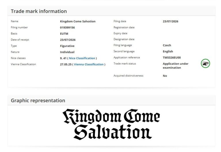 Kingdom Come Salvation Trademark Hints at Game Development