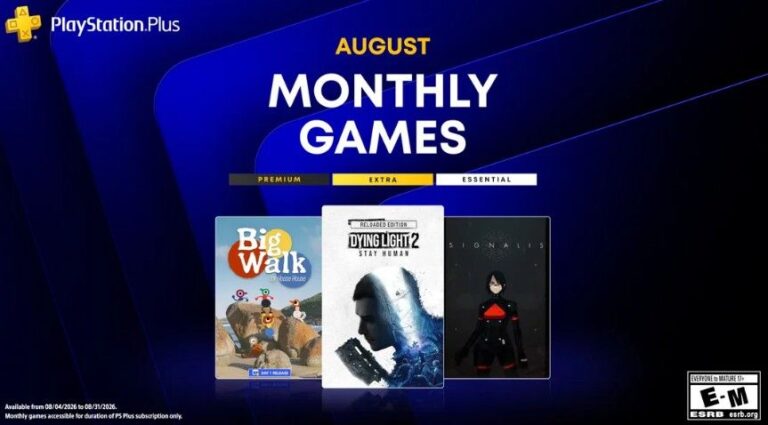 PS Plus Free Games for August 2026 List