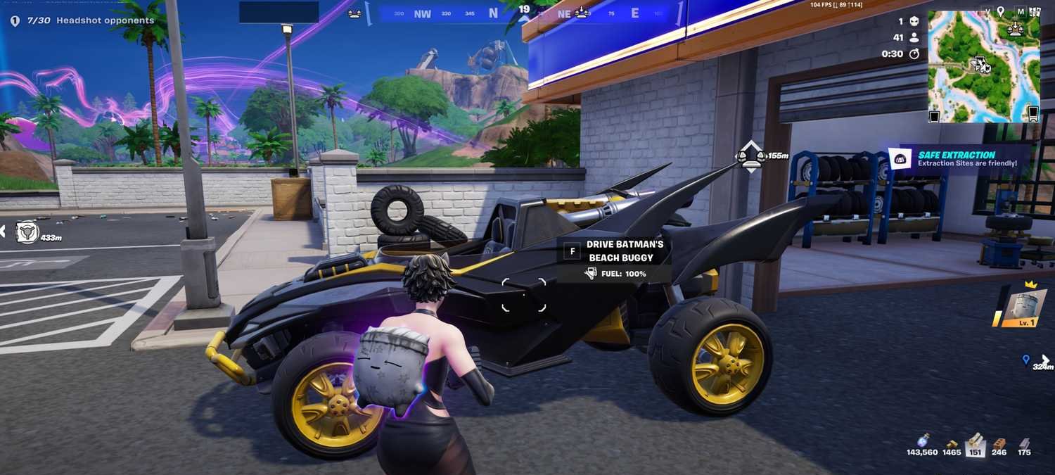 Como encontrar e usar a Batmobile de praia do Batman em Fortnite