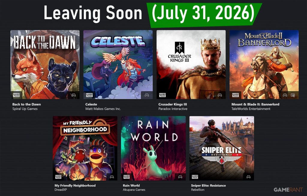 Xbox Game Pass perderá 7 jogos, incluindo Celeste e Crusader Kings 3, em 31 de julho Xbox Game Pass perderá 7 jogos, incluindo Celeste e Crusader Kings 3, em 31 de julho