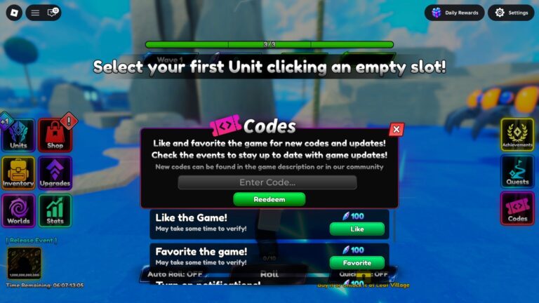 How to Redeem Anime RNG Defense Codes