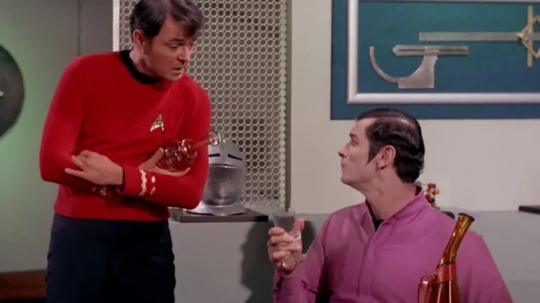 The phrase 'It's green' has been spoken in Star Trek before